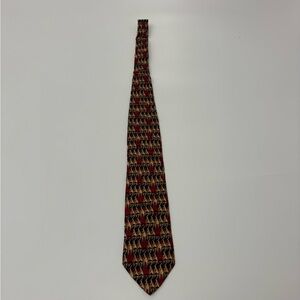 Maroon & Gold Horse Patterned Silk Tie for Men